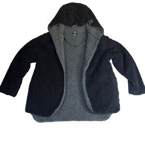 BDG Urban Outfitters Fleece Hoodie Uni XS/S Black Grey Fluffy Thick Wrap Blanket